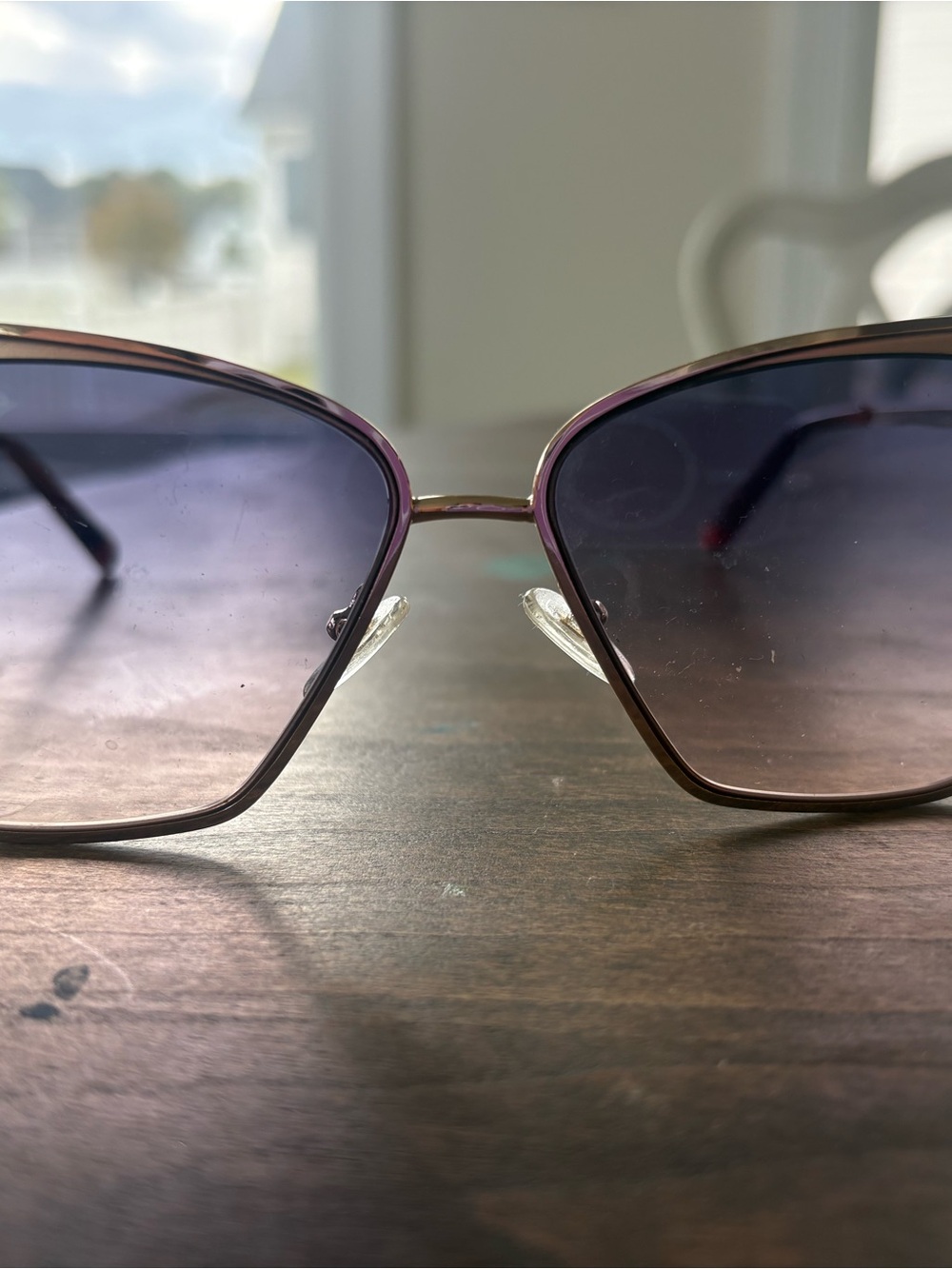 Diff Eyewear Purple Gradient Lens Sunglasses with Rose Metal Frame